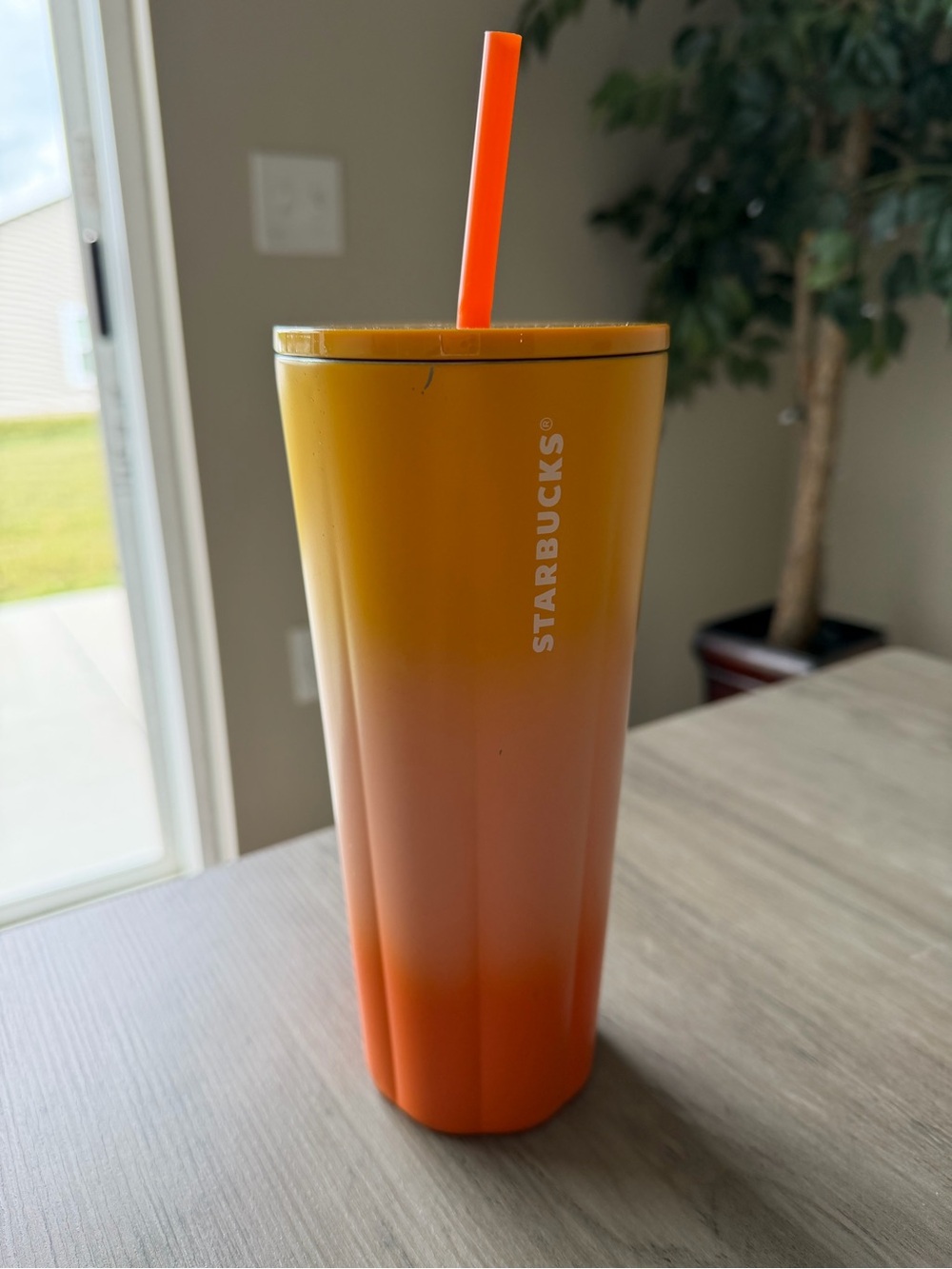 Starbucks 2022 Gradient Orange Travel Tumbler with Straw 24oz